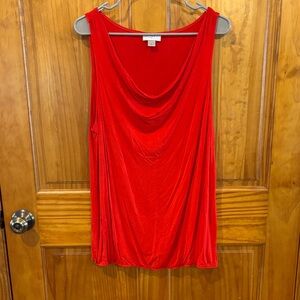 LOFT Red Draped Cowl Neck Sleeveless Tank